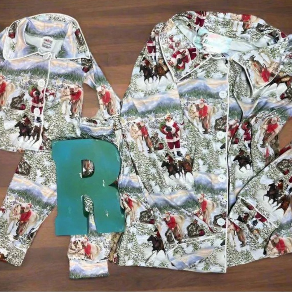 Family Cowboy Santa CHRISTMAS Pajamas / WESTERN Snowy Mountains Christmas Family - Picture 4 of 9